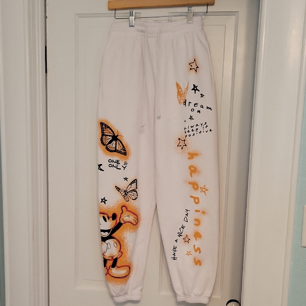 Disney White and Orange Graphic Joggers